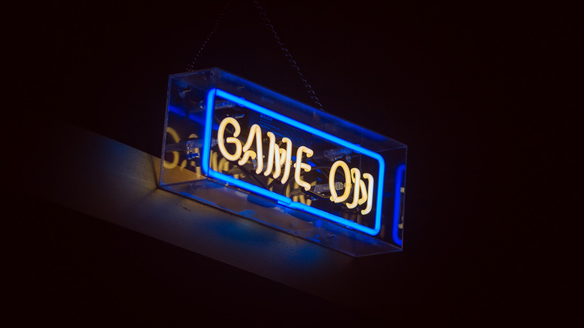 Neon-lit arcade gaming scene